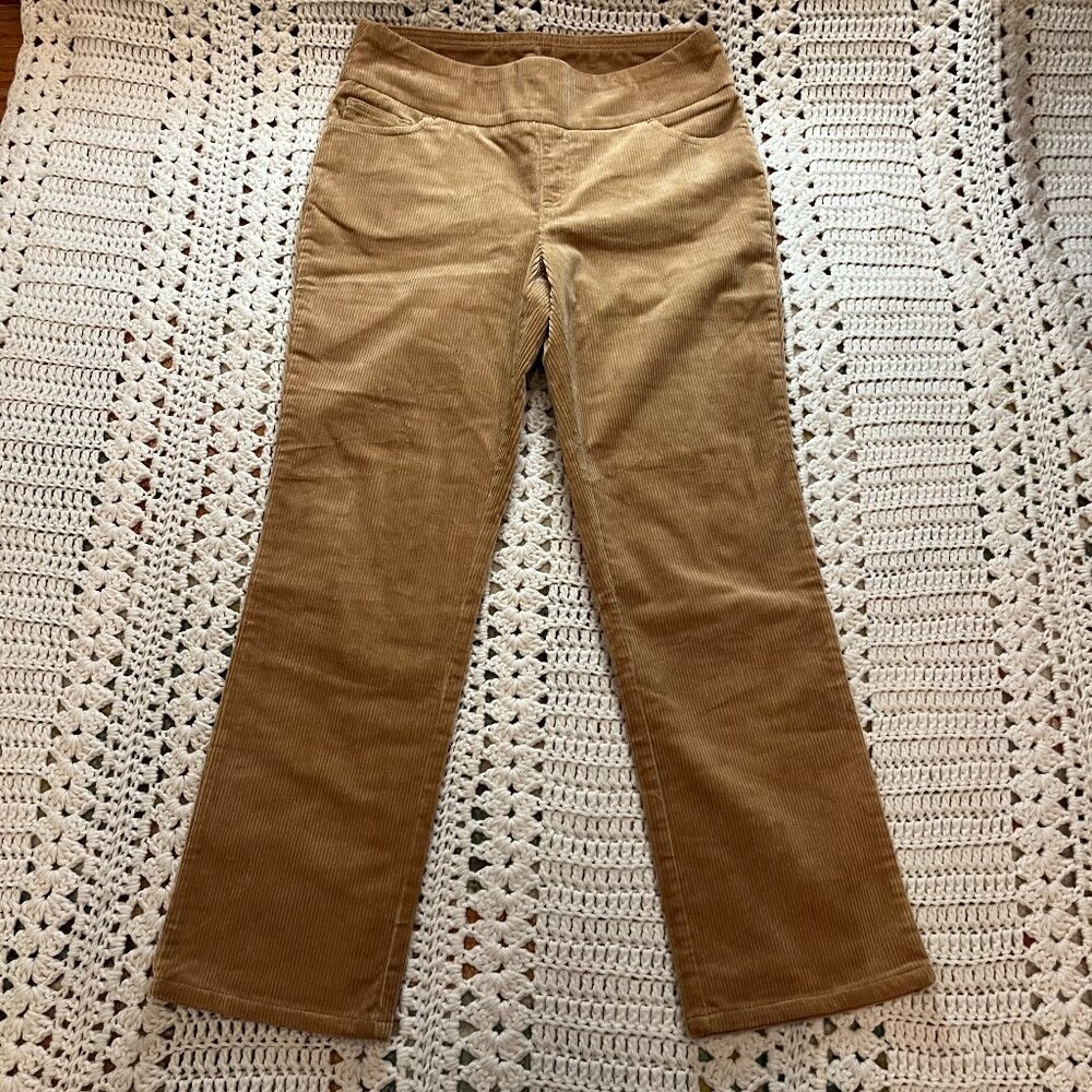 d&co. denim & company Cotton/Spandex Pull-On Tan Corduroy Pants 8 Petite